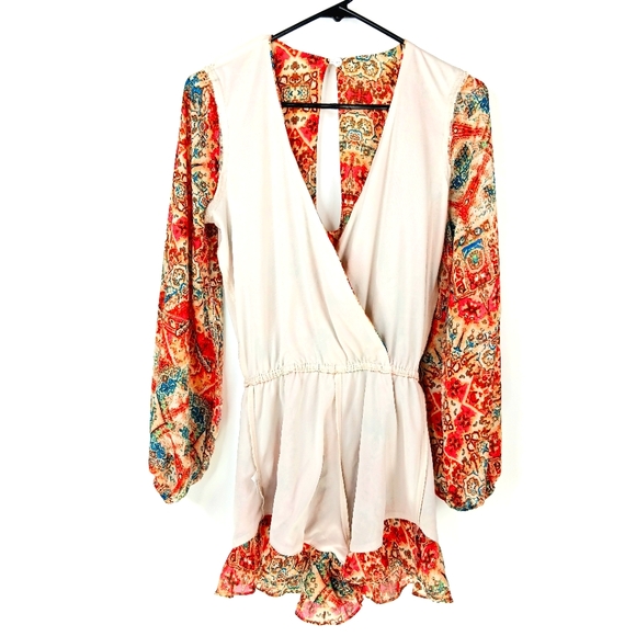 SHOW ME YOUR MUMU Rocky Multicolored Romper Boho Art to Wear Print Size Small - Picture 9 of 14